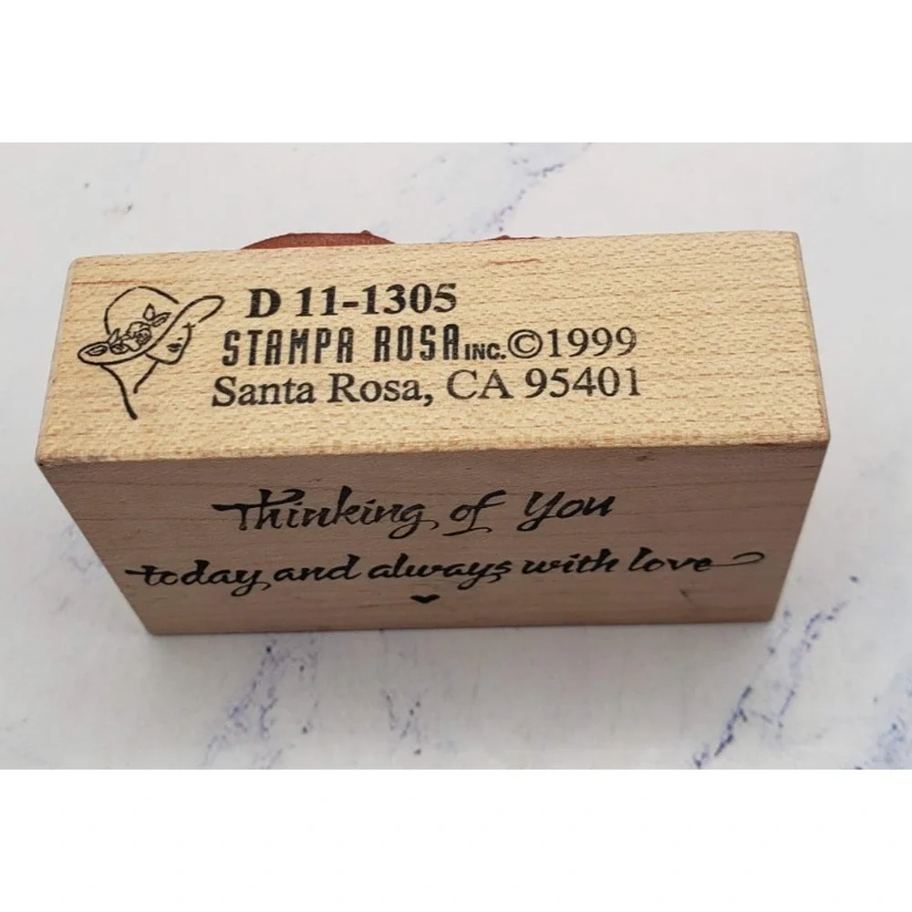 Thinking of You Today and Always With Love Heart Stampa Rosa Mounted Stamp